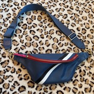 Stylish Blue Leather Crossbody Bag